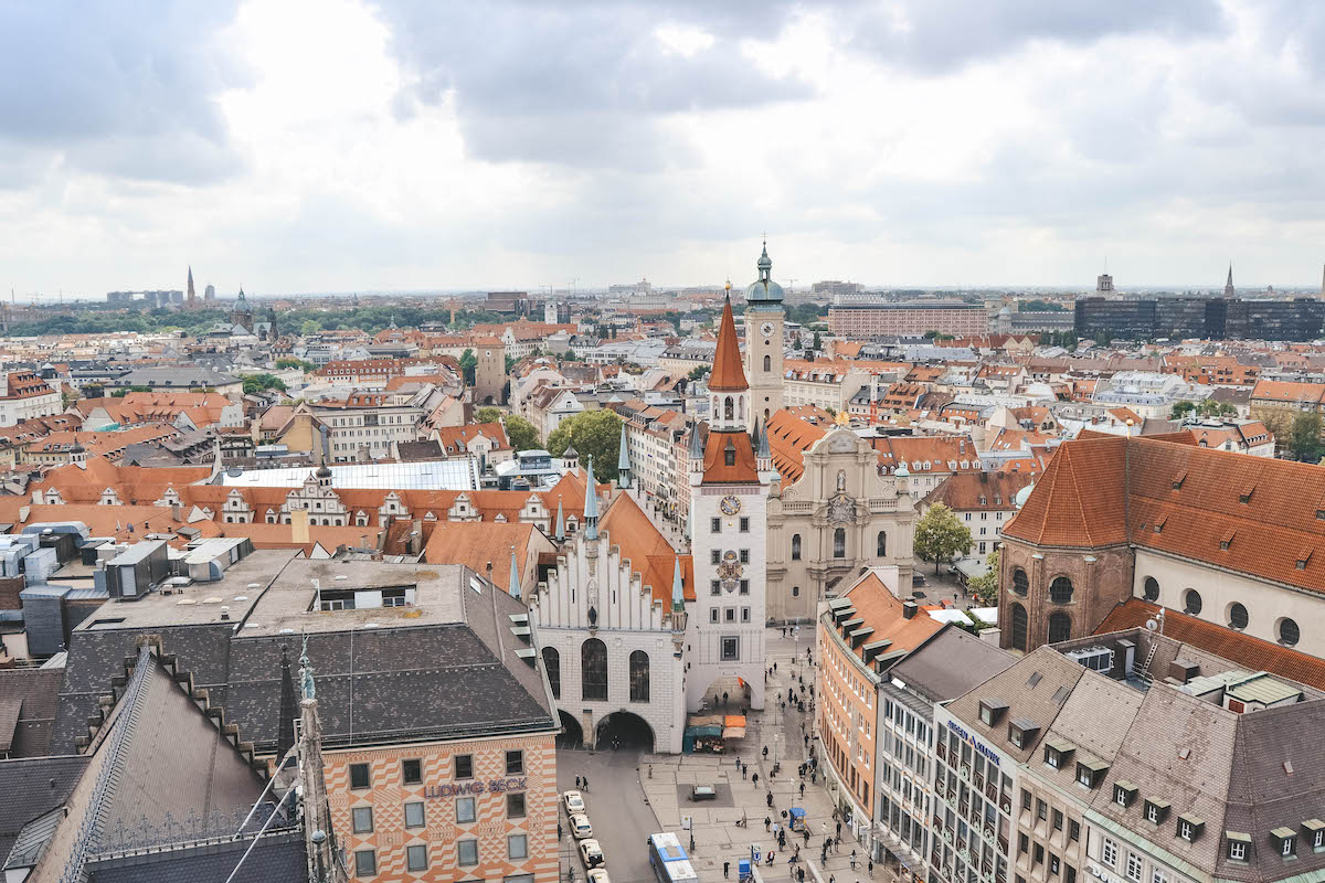 View of Munich from the Neues Rathaus clock tower. 