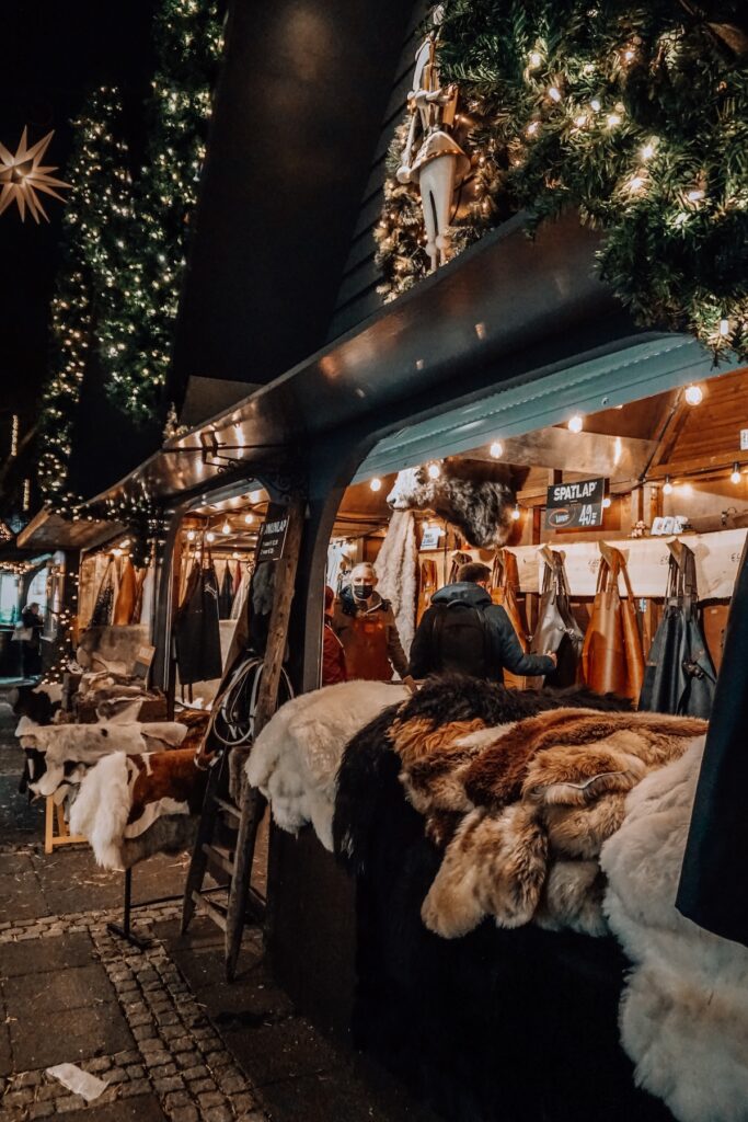 fur stall at the Angel's Market in Cologne