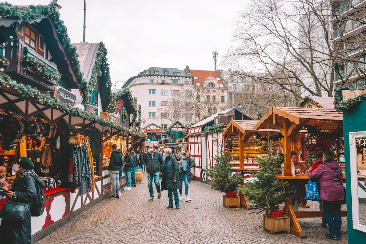 Half timbered stalls at the Nicholas Village at Rudolfplatz in Cologne