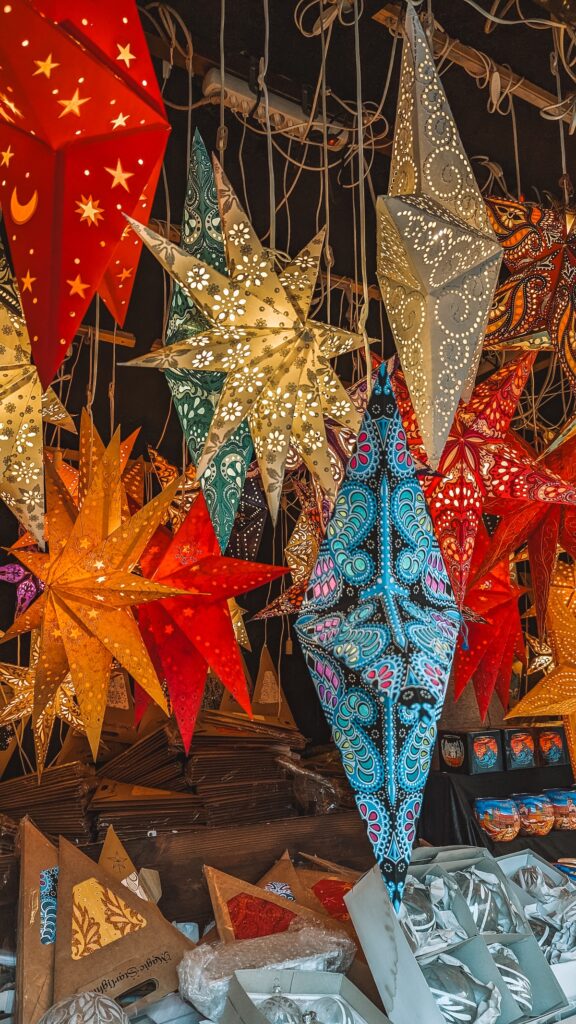 Paper stars for sale at Christmas market