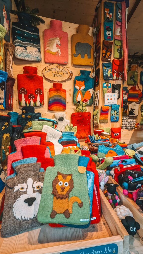 Felt goods for sale at Christmas market