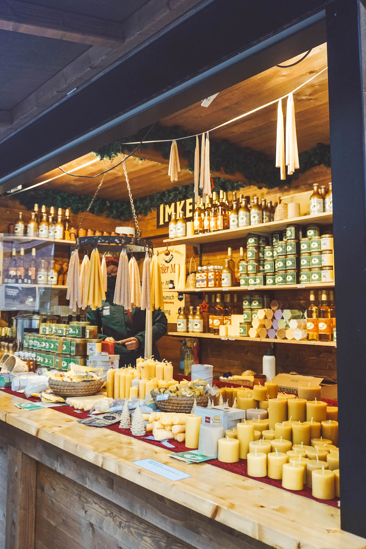 Beeswax candles at Christmas market