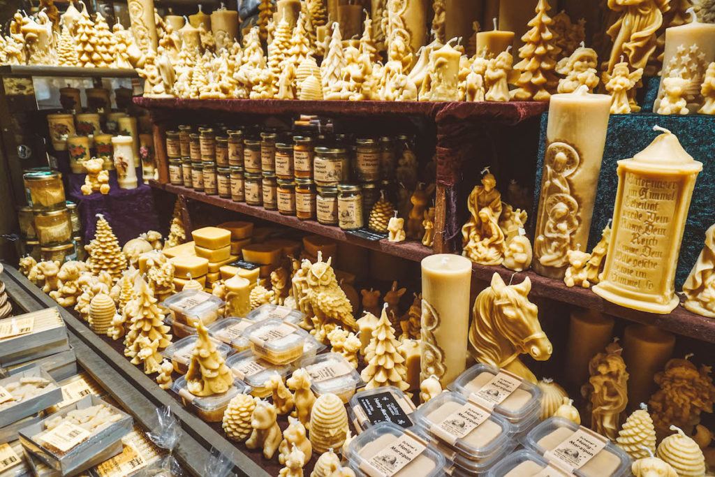 Beeswax candles at Mainz Christmas market