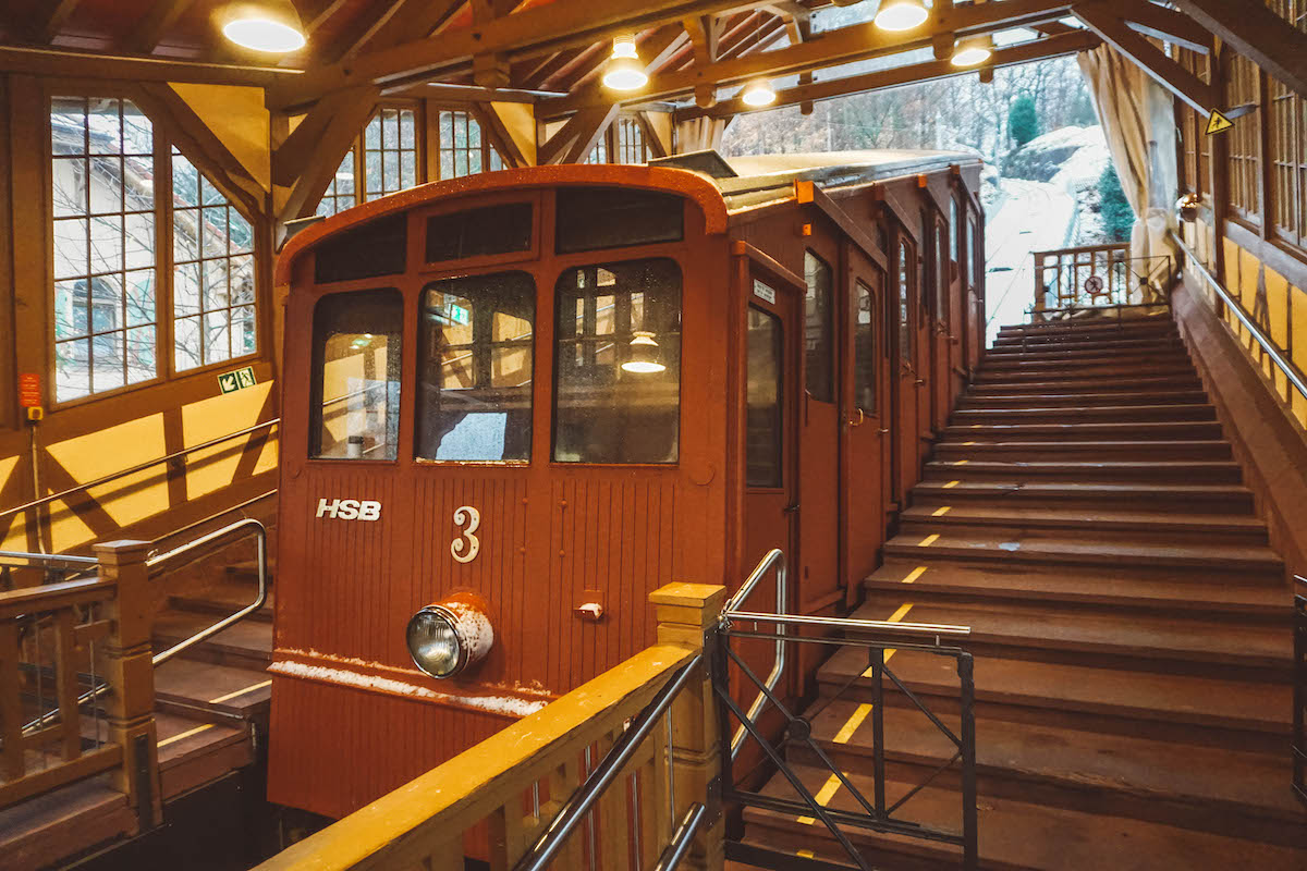 Funicular railway car in Heidelberg, Germany