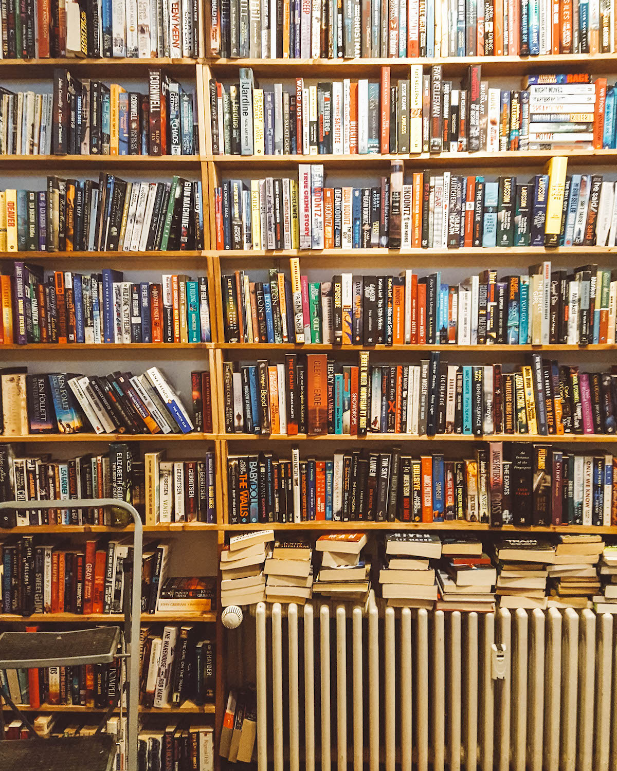 Inside a second-hand bookstore 