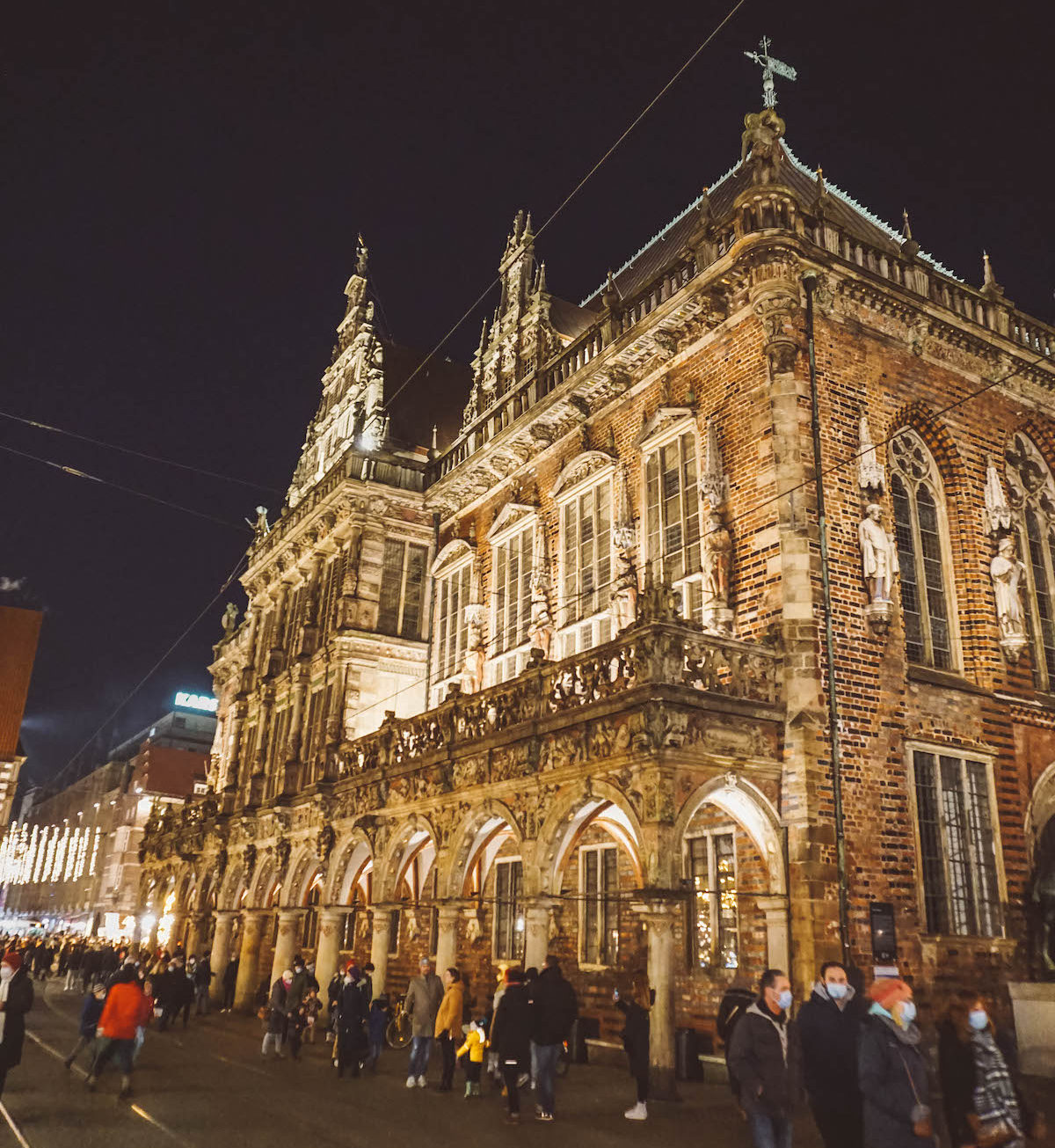 Bremen's Town Hall, illuminated at night