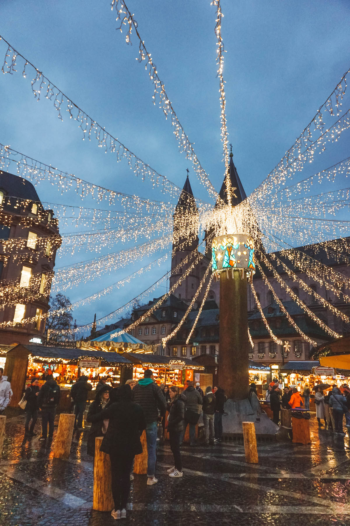Mainz Christmas market lights at night