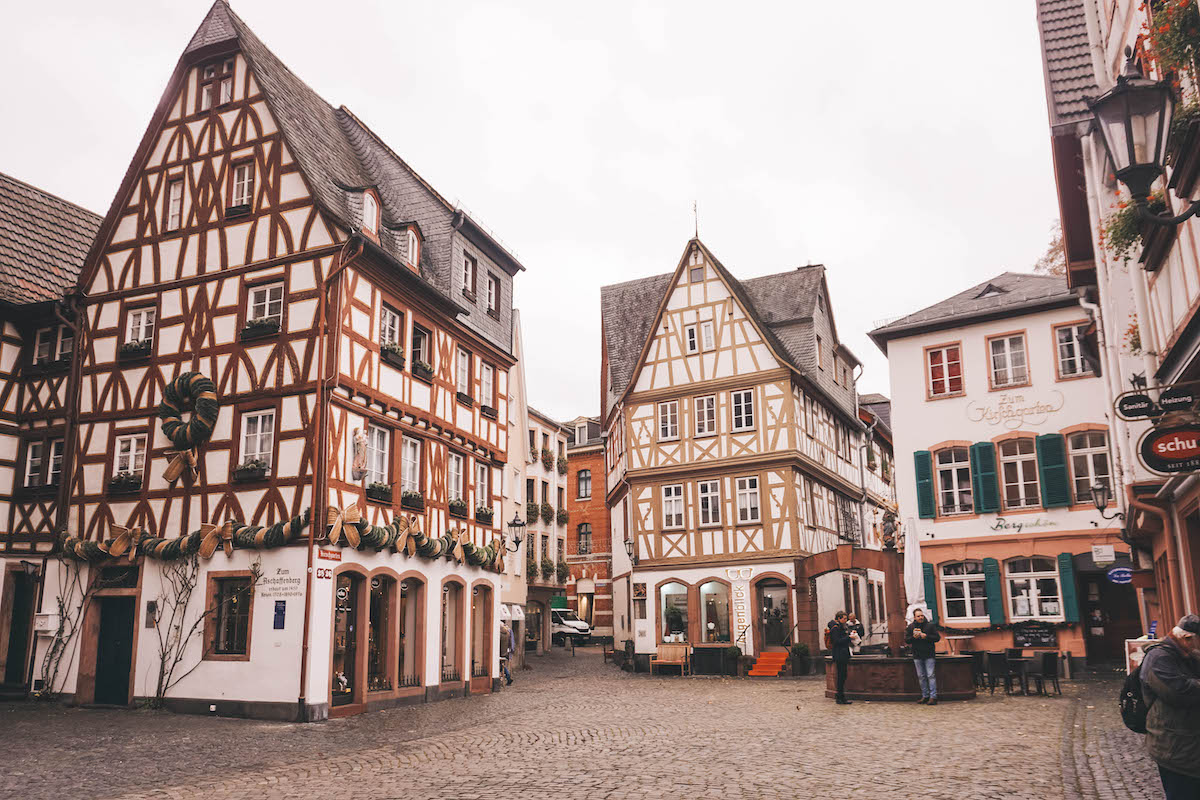 Half timbered houses in Mainz, Germany