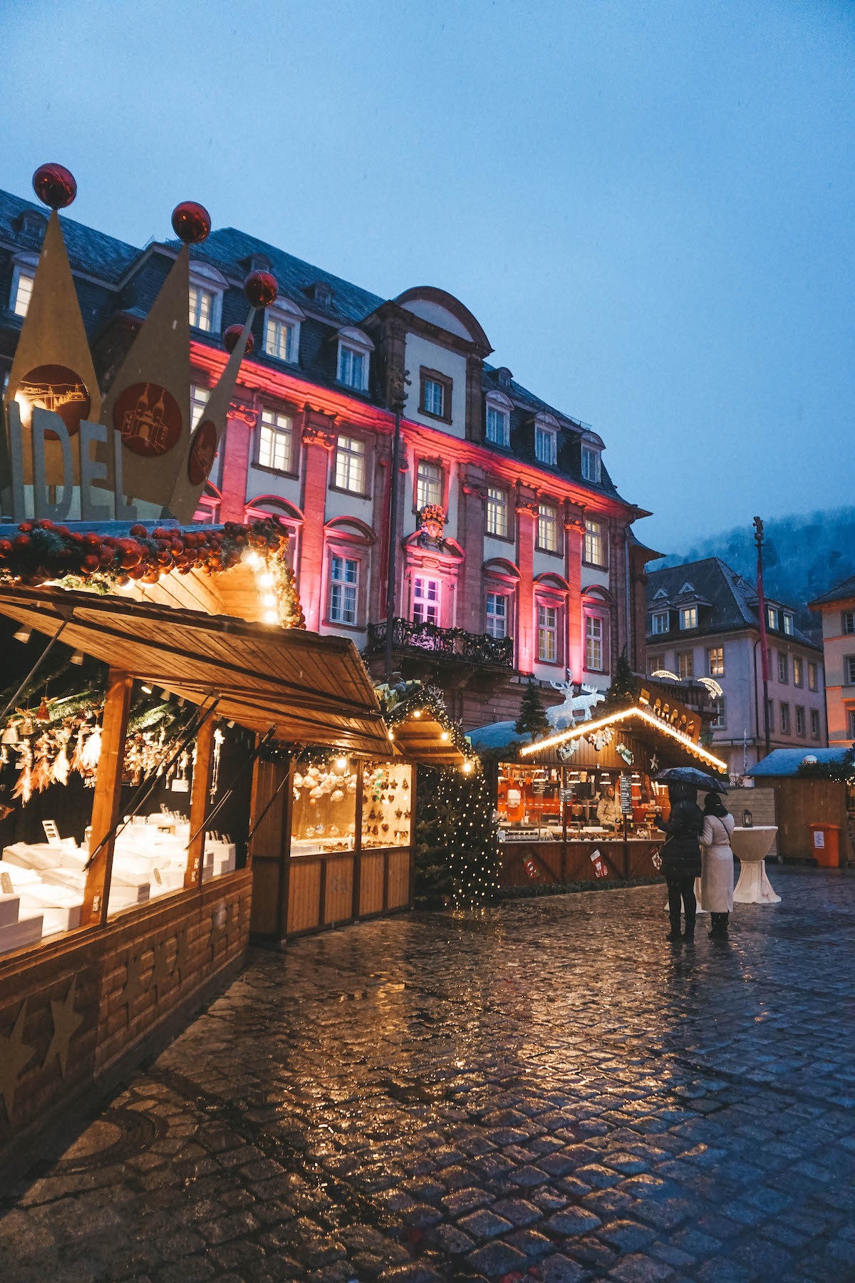 Heidelberg Marktplatz Christmas market at dusk