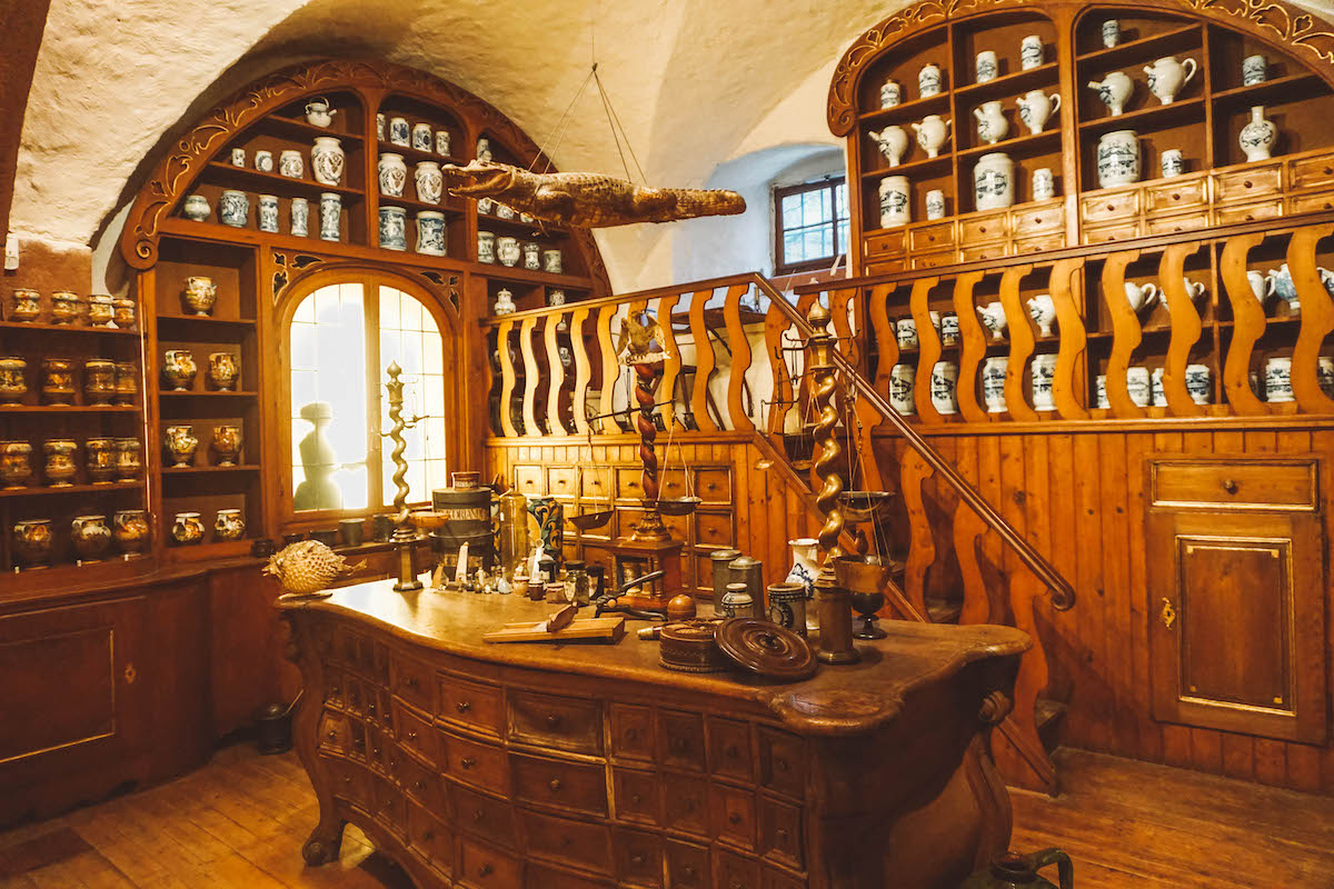 A historic pharmacy inside Heidelberg's Pharmacy Museum