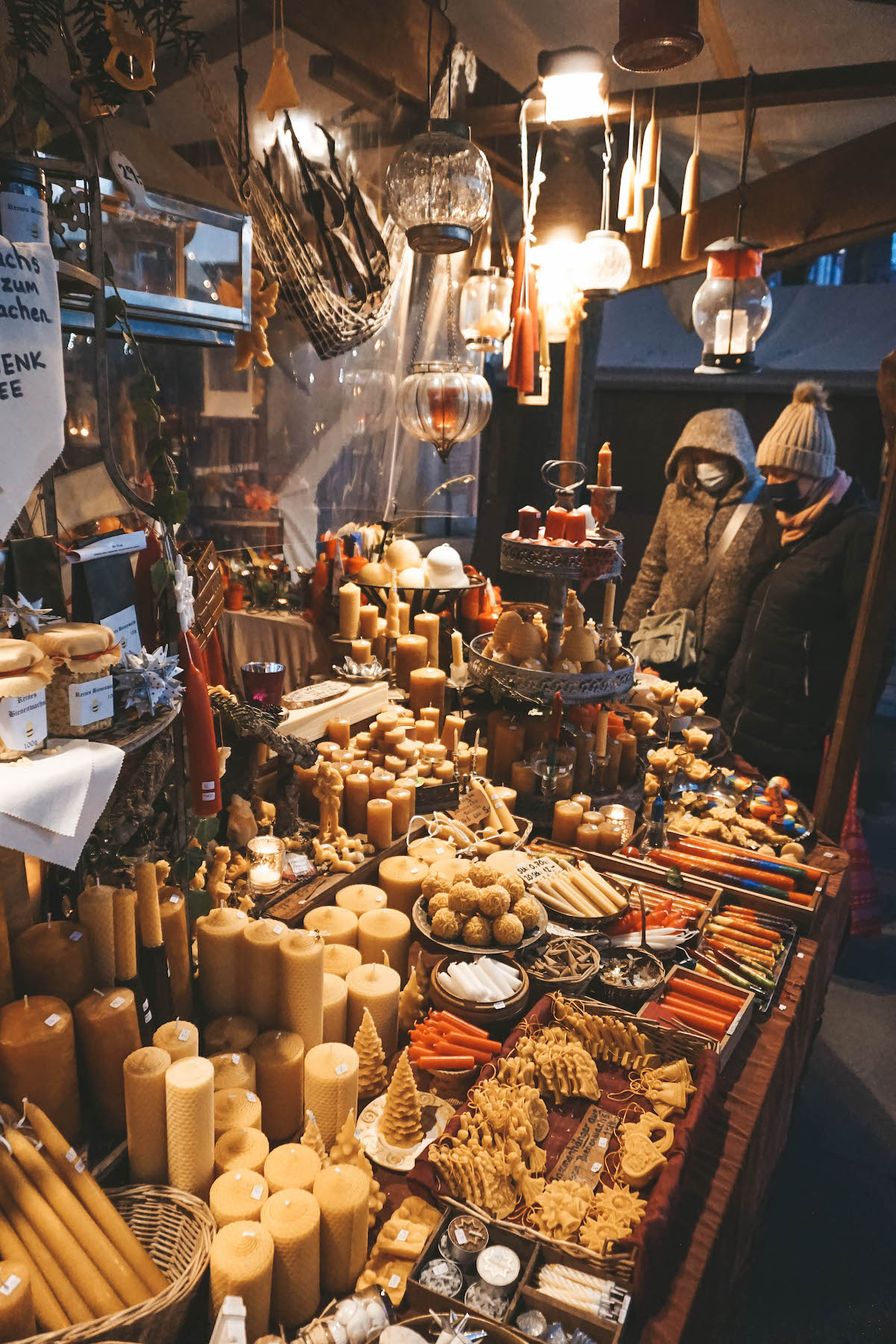 Beeswax candles at Christmas market