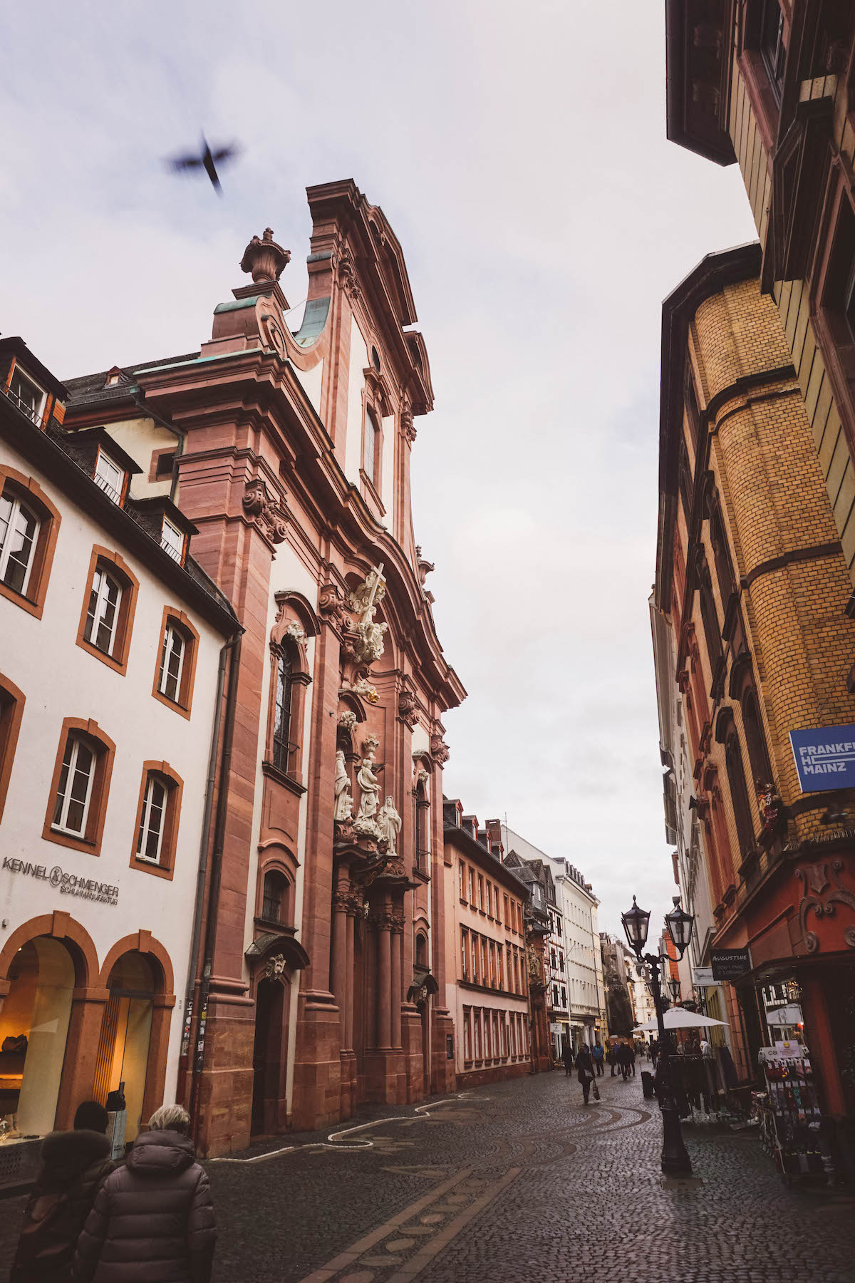 The facade of the Augustinerkirche in Mainz, Germany