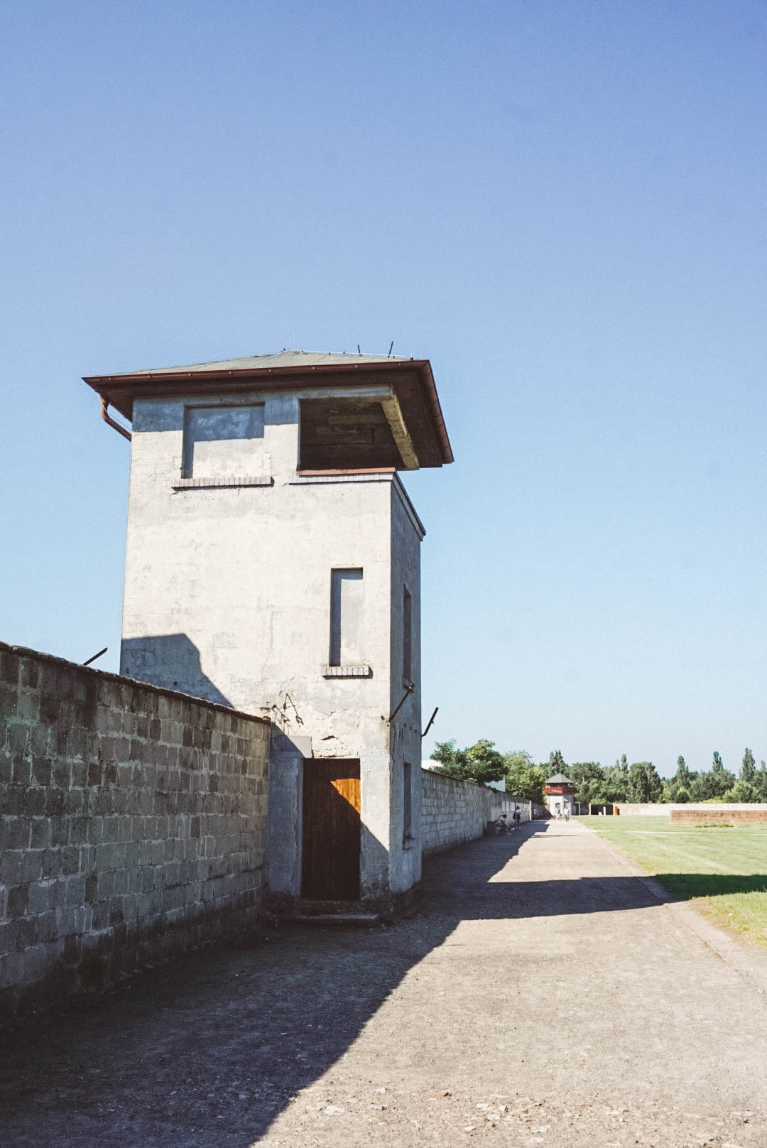 A guard tower at the Sachsenhausen Memorial in Berlin.