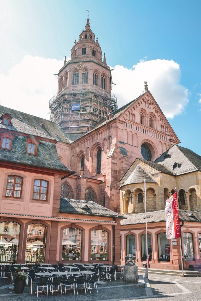 The Mainz Cathedral, seen from the Marktplatz.