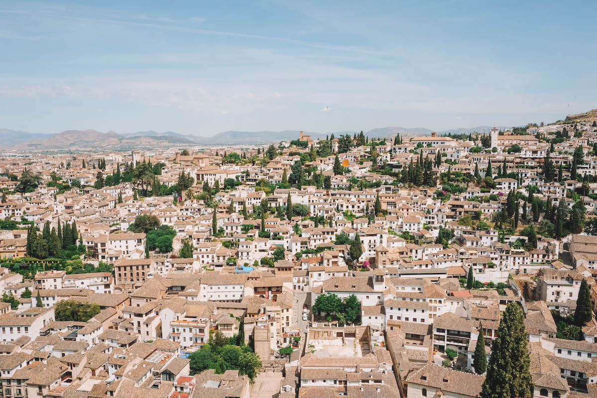 Overhead view of the Albaicin neighborhood of Granada