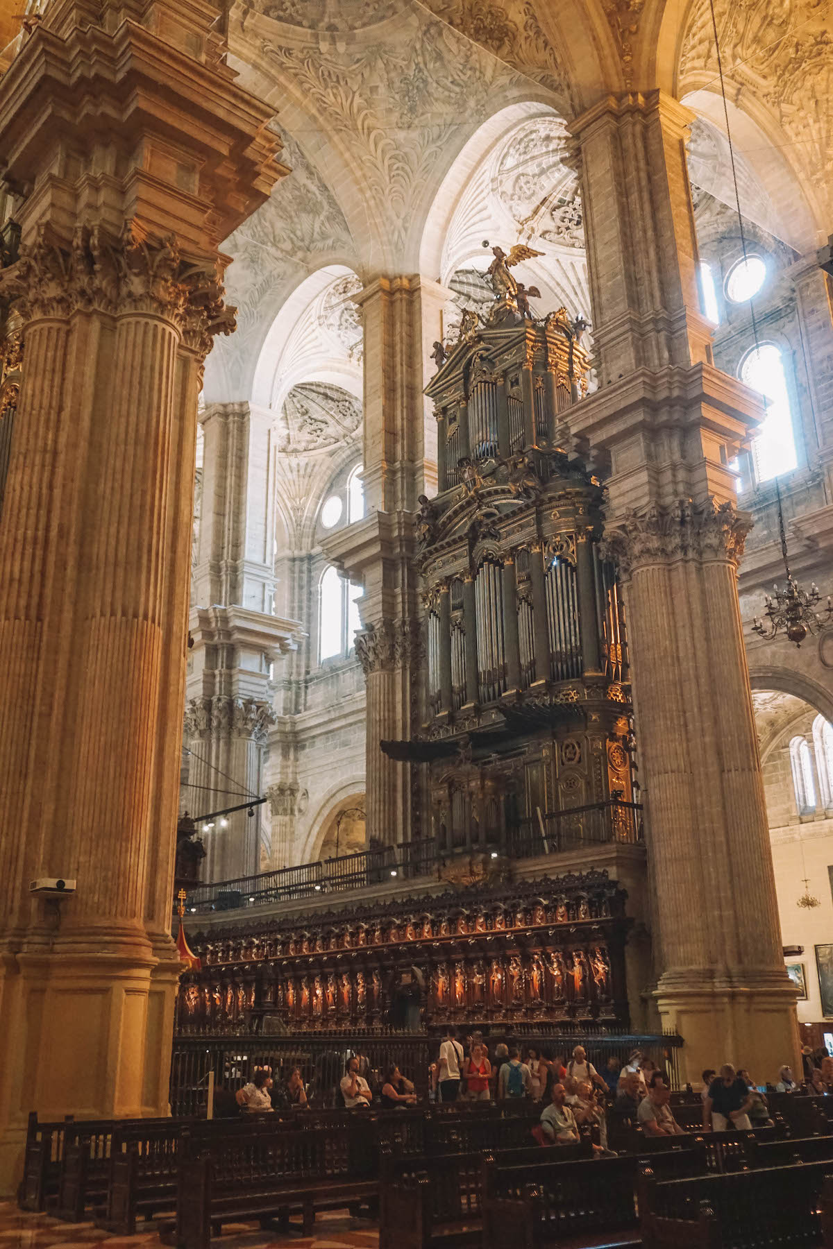 An organ inside the Malaga Cathedral