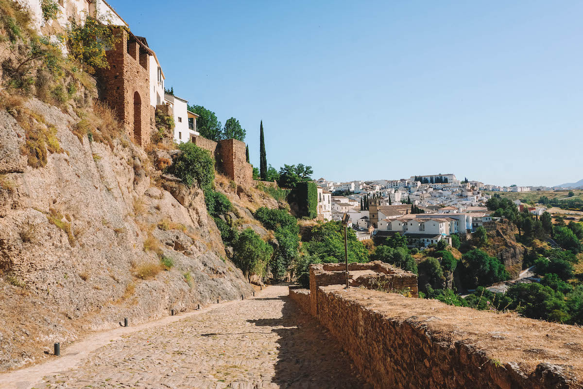 The old city walls of Ronda, Spain