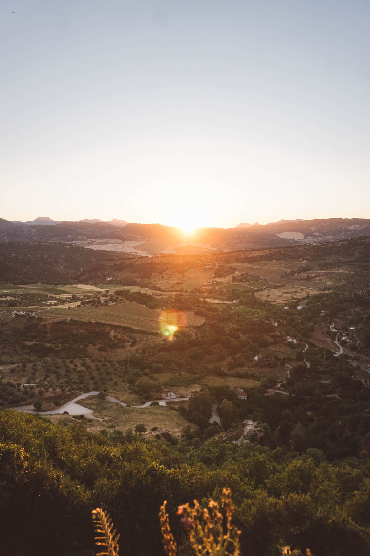 The sunset in Ronda, Spain (seen from a plaza)