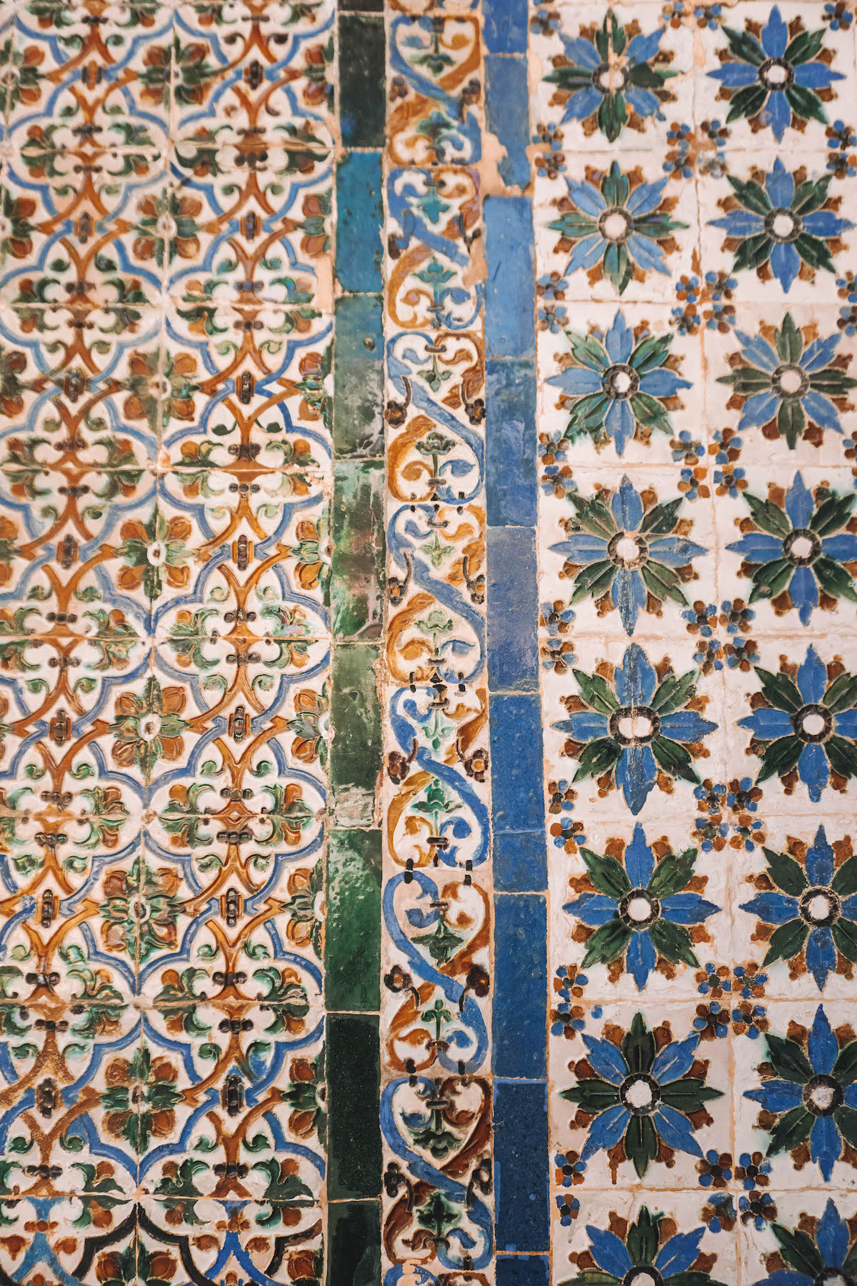 Colorful tiles on the walls of the Casa de Pilatos in Seville.