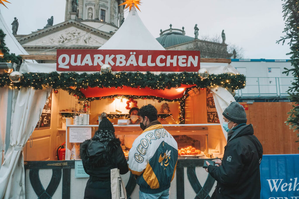 Quark ball stand at German Christmas market