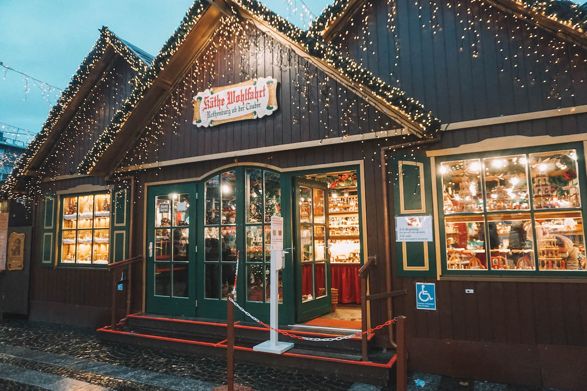 The Käthe Wohlfahrt stall at a German Christmas market