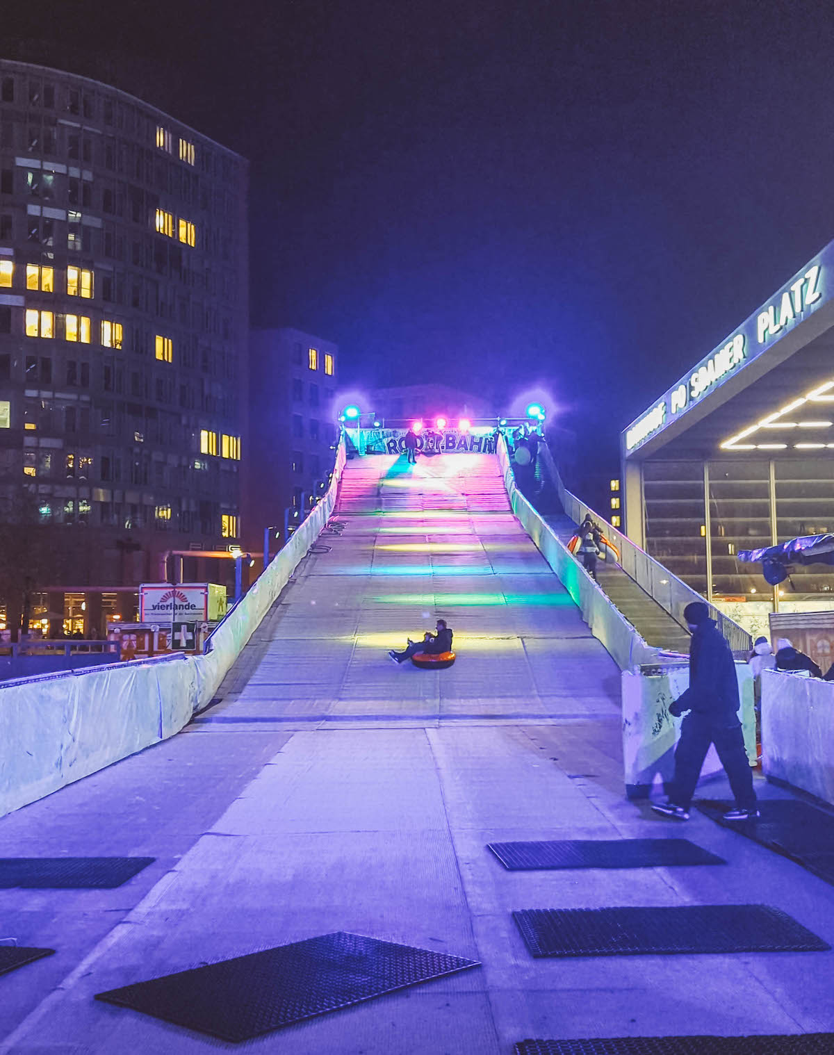 The toboggan run at the Potsdamer Platz Christmas market. 