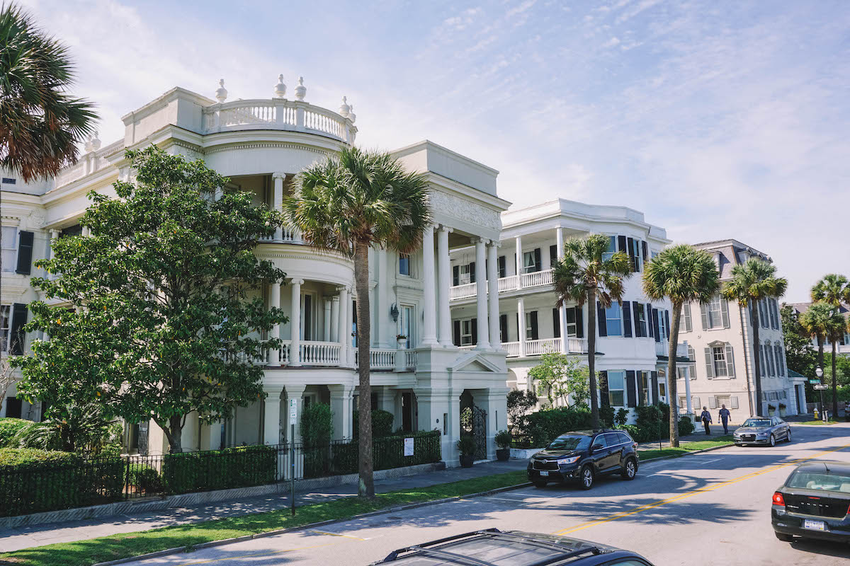 A row of mansions along the waterfront in Charleston's French Quarter