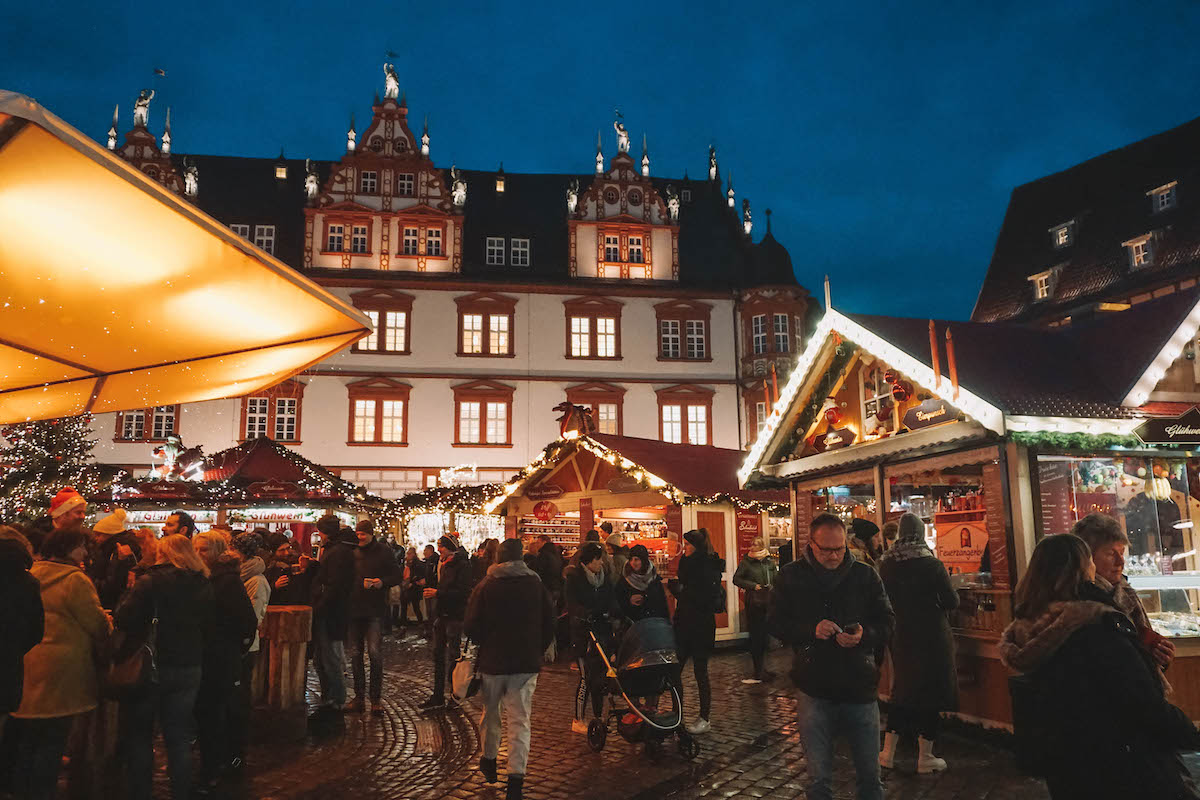 The Coburg Christmas market at night. 