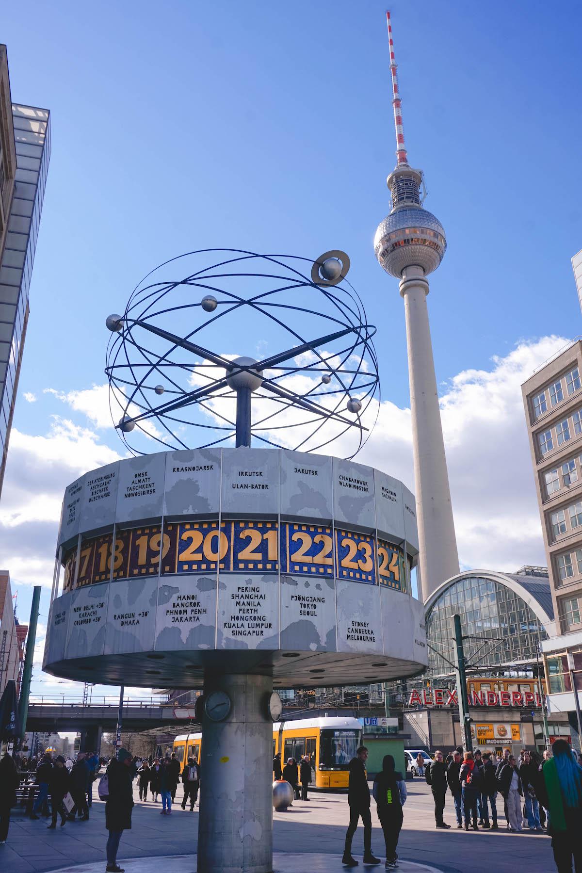 The World Clock at Alexanderplatz, with the TV tower in the background