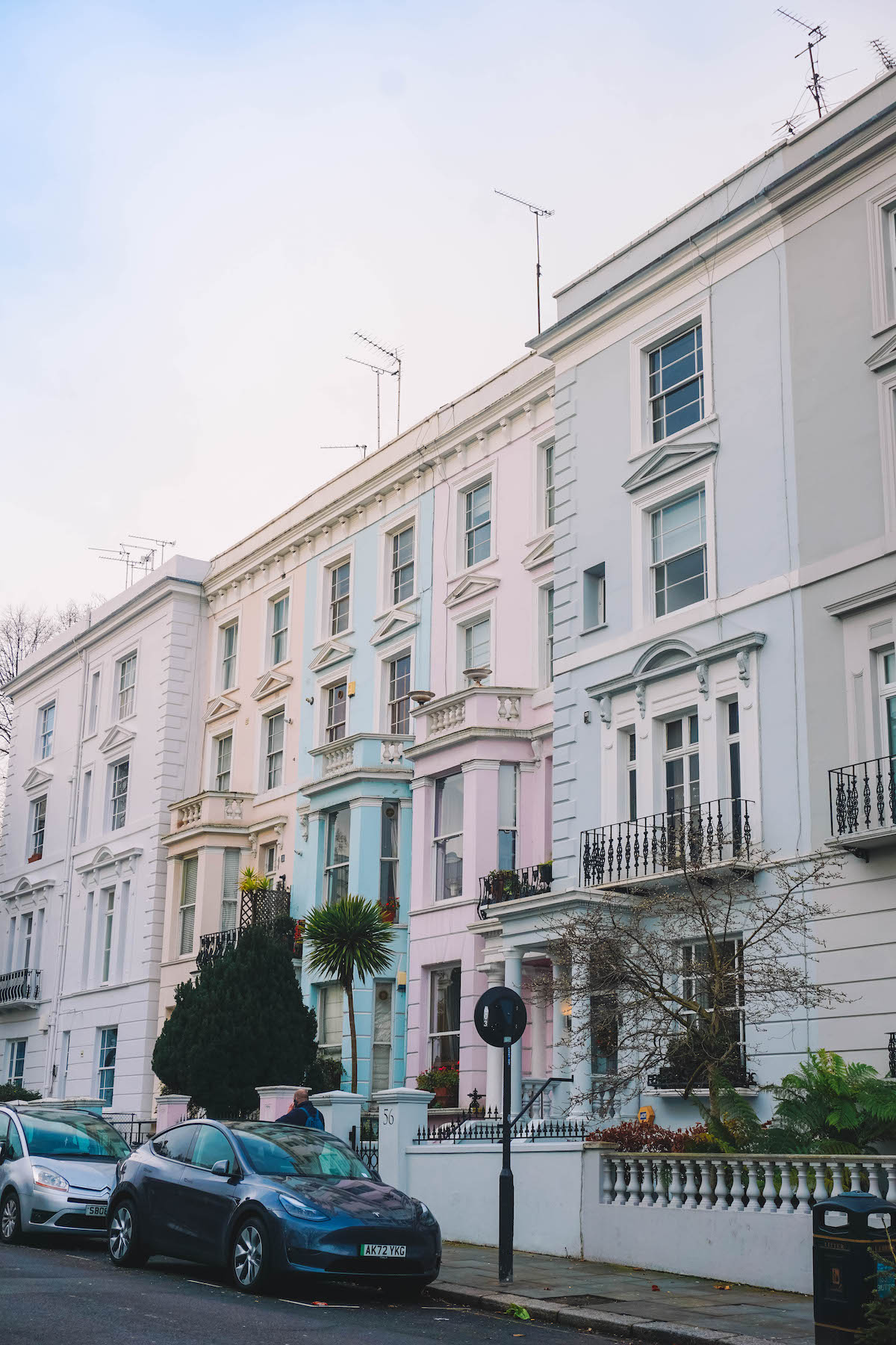Pastel row houses in Notting Hill, London