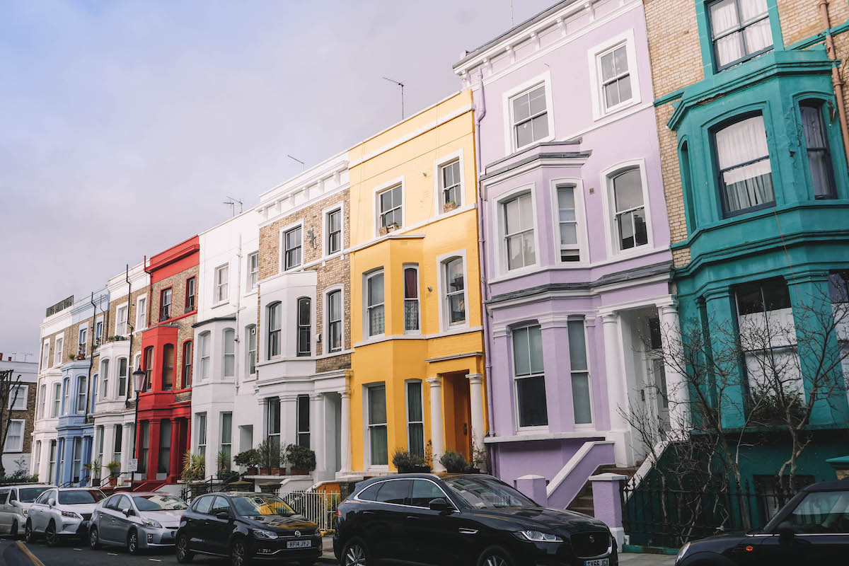 Colorful houses in Notting Hill, London