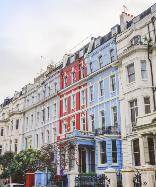 Colorful row houses in Notting Hill
