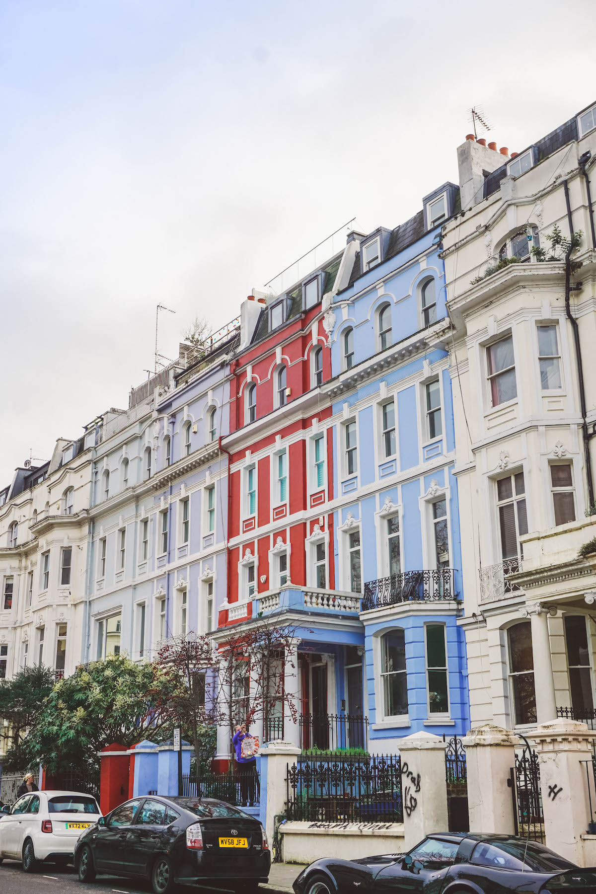 Colorful row houses in Notting Hill