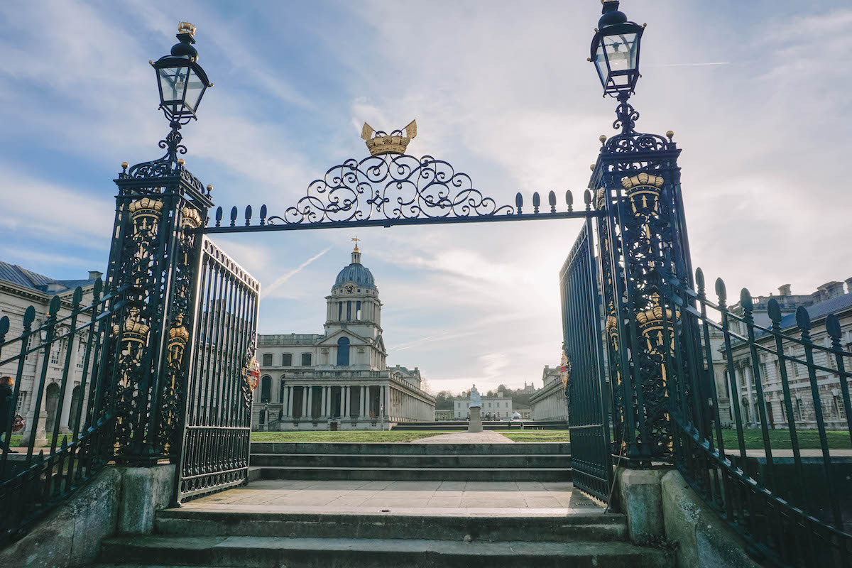 Gates leading from the River Thames to the Old Royal Naval College