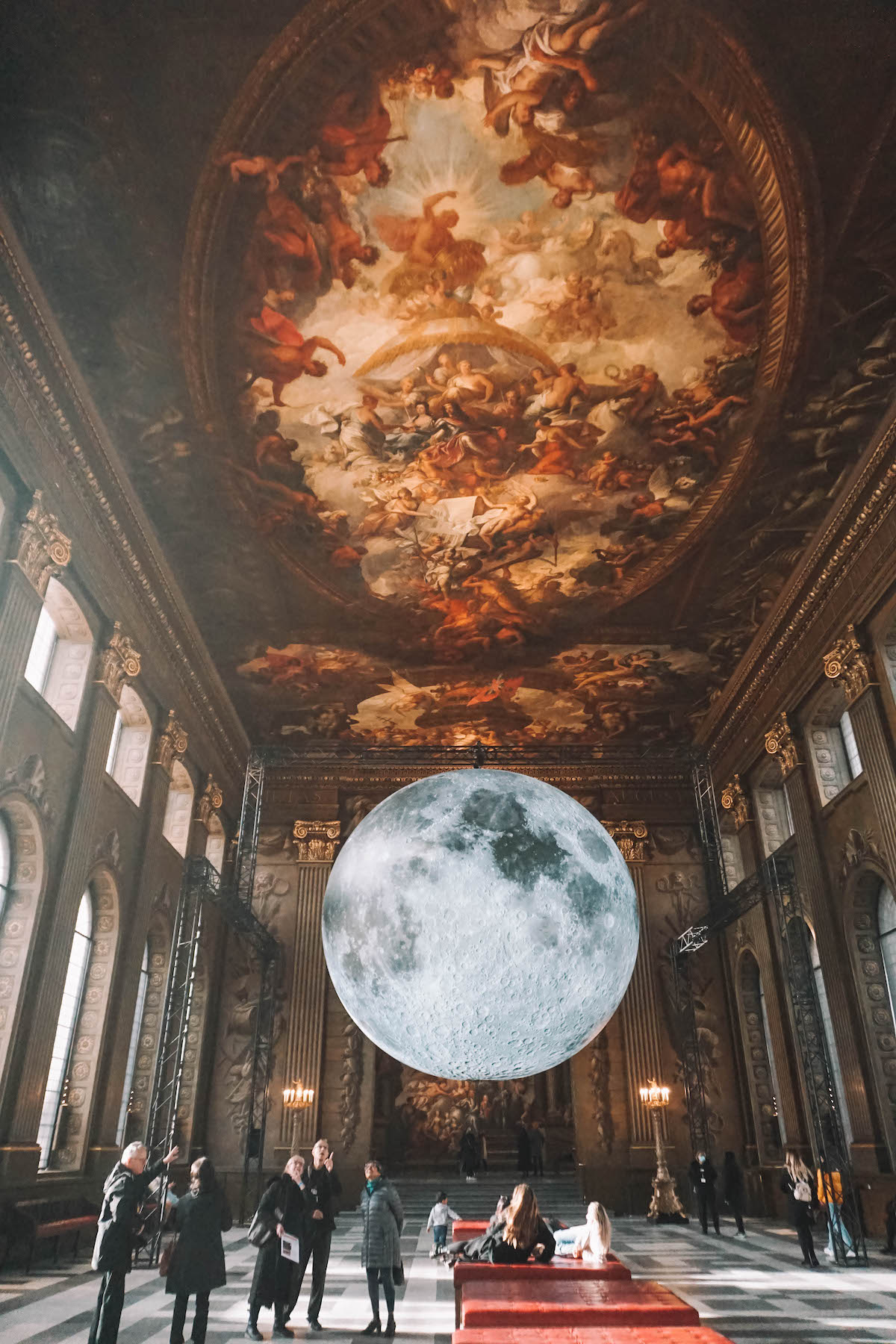 The Painted Hall in Greenwich, with the Moon exhibit