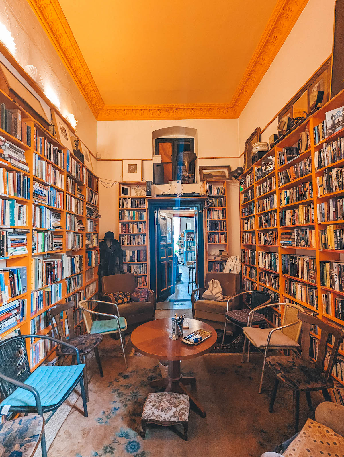 In the back room of Another Country bookstore in Berlin. 