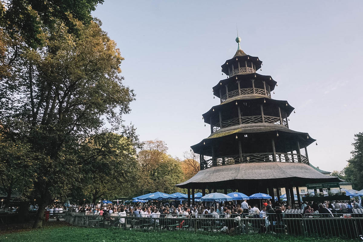The Chinese Tower located within Munich's English Garden