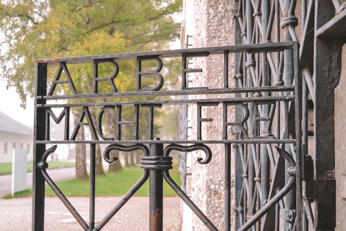 Sign leading into Dachau Concentration Camp Memorial Site