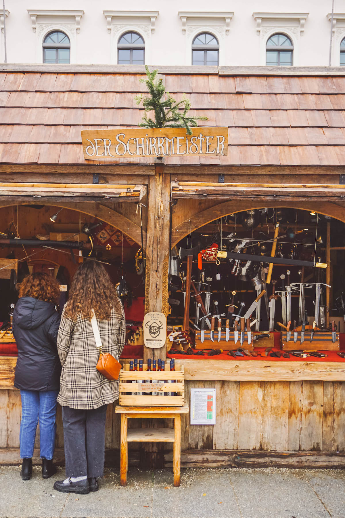 A knife stall at the historic Christmas market in Munich