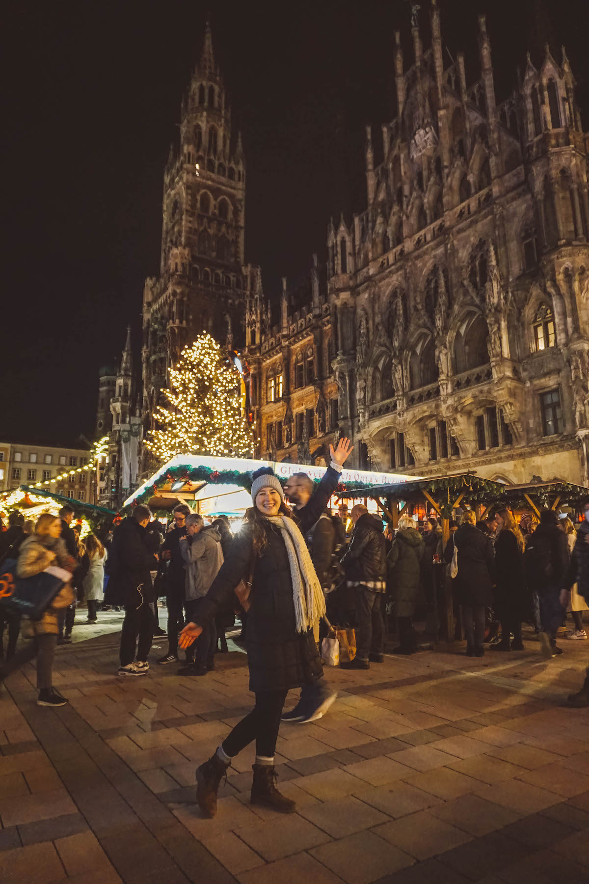 A woman smiling at the Munich Christmas market