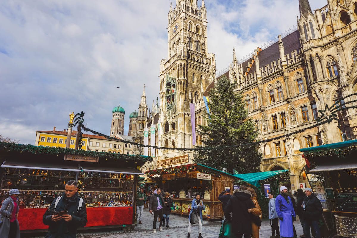 The Christkindlmarkt in Munich, on a sunny day 