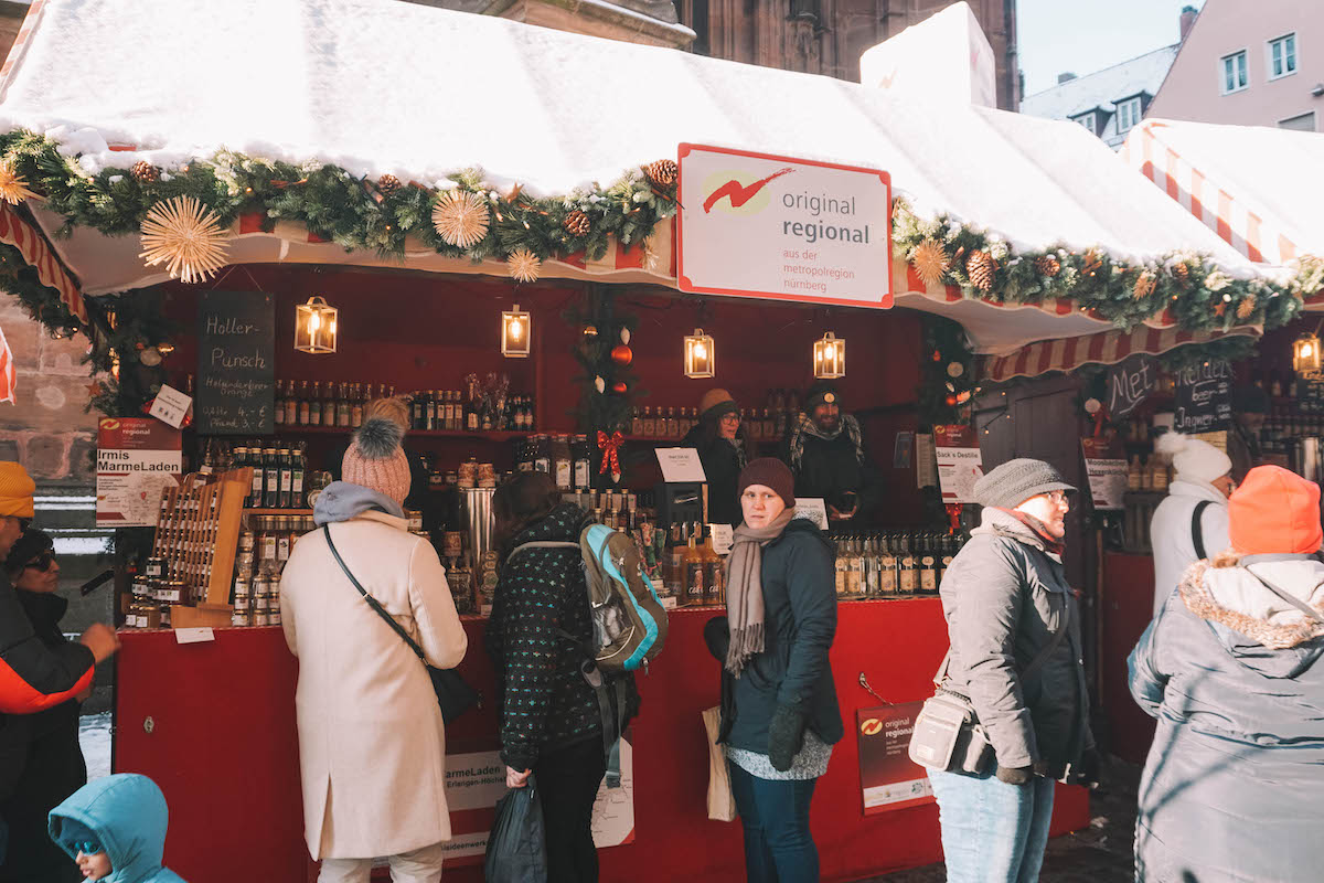 A stall at the Original Regional Christmas Market in Nuremberg 