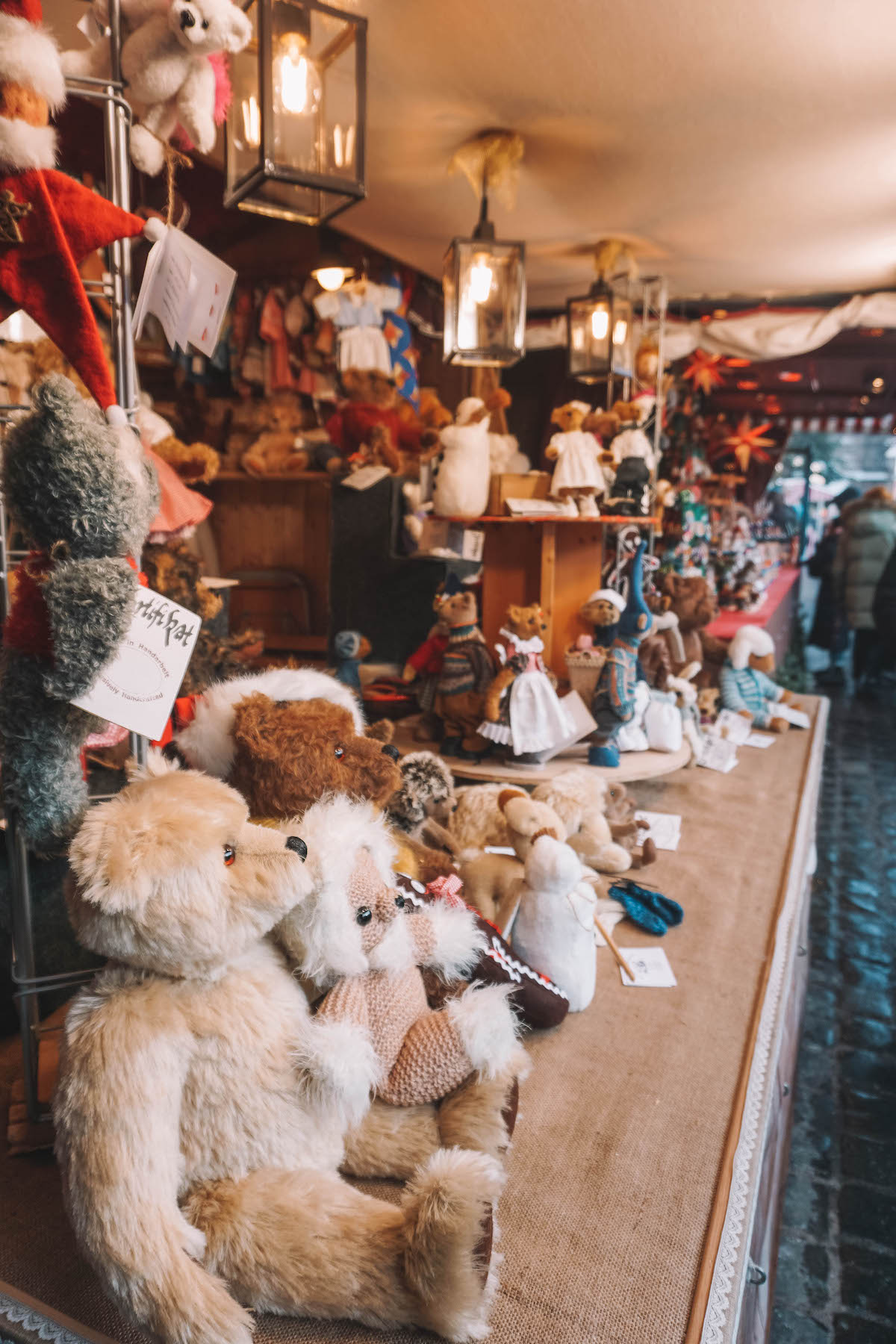 Teddy bears displayed at the Christmas market in Nuremberg, Germany