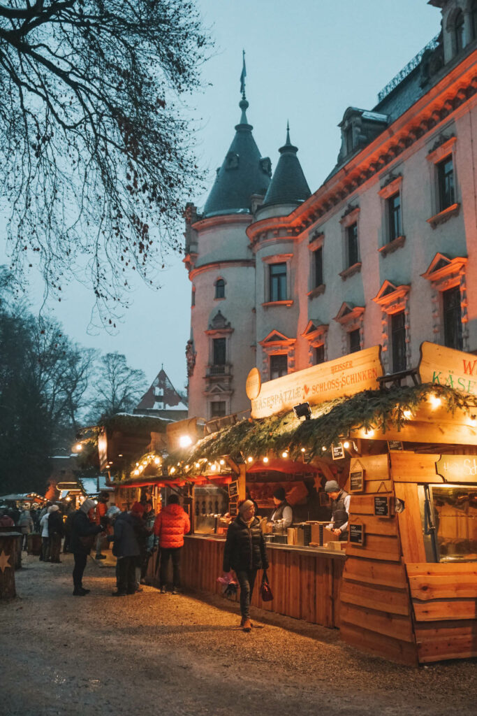 Stalls along the East Wing of the Schloss Thurn und Taxis Christmas market 