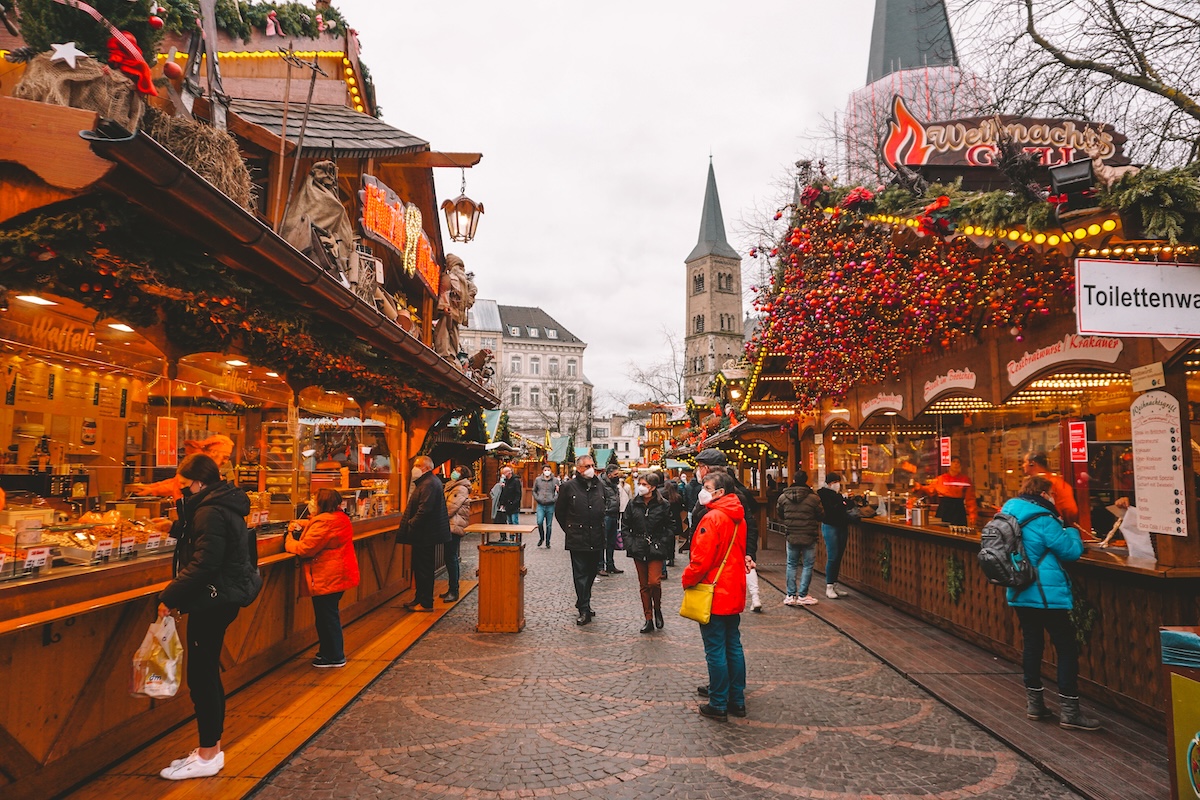 Stalls at the Bonn Christmas Market on Munsterplatz