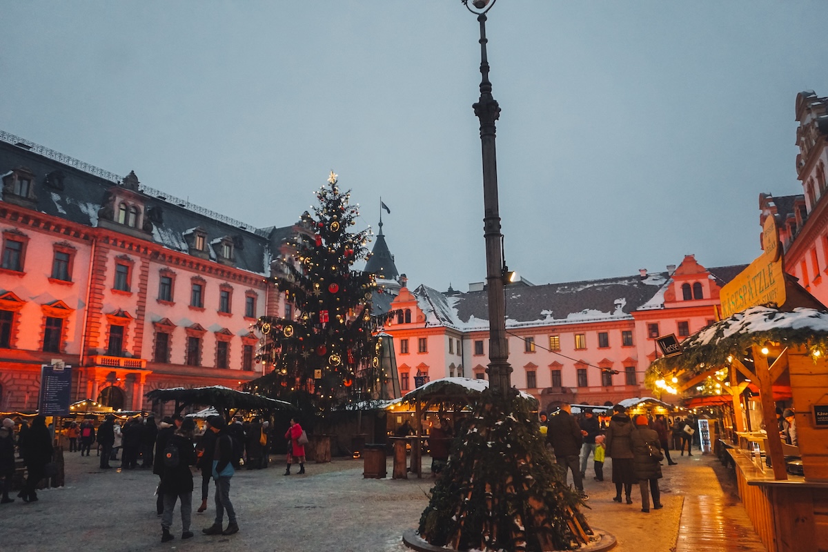 The inner courtyard of Regensburg's Romantic Christmas market