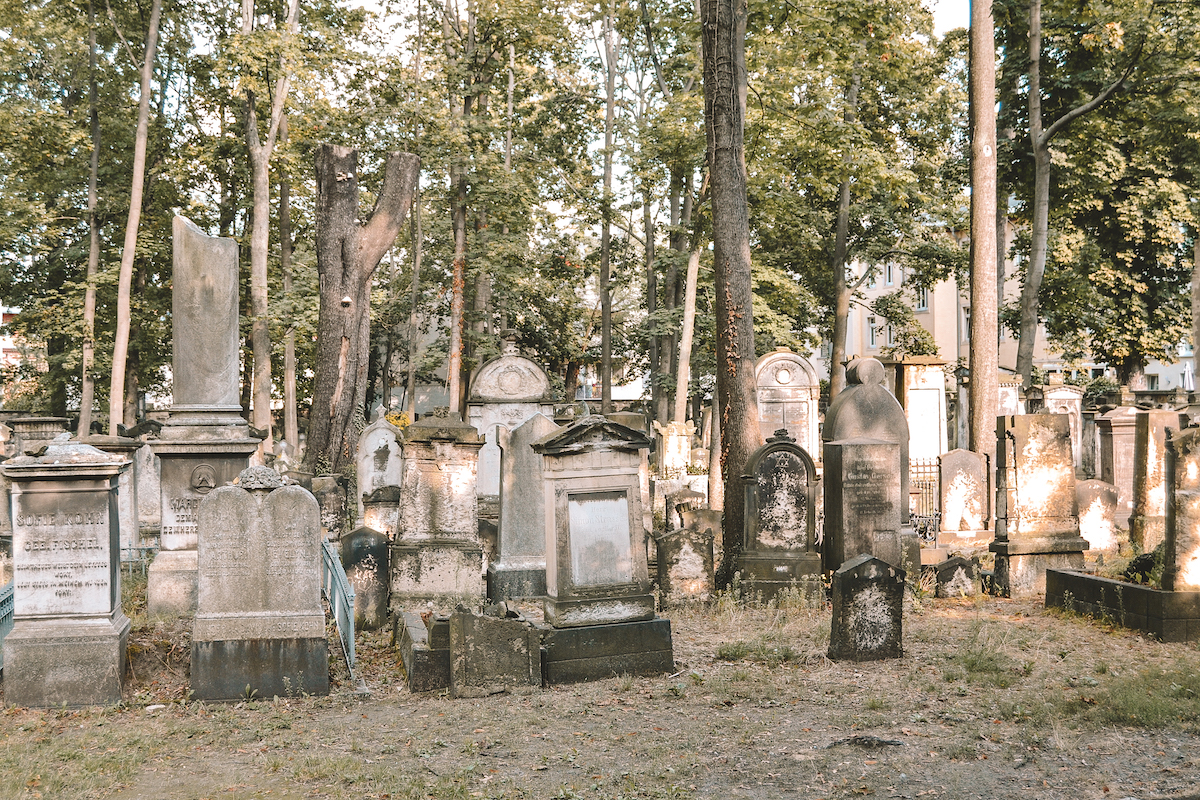 Gravestones within the Jewish cemetery in Dresden Neustadt 
