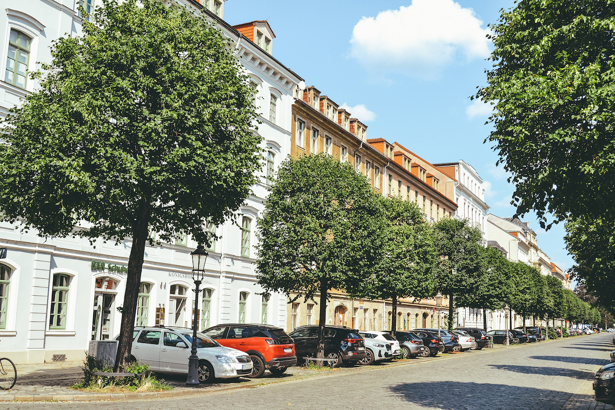 Königstraße in Dresden Neustadt, on a sunny day 