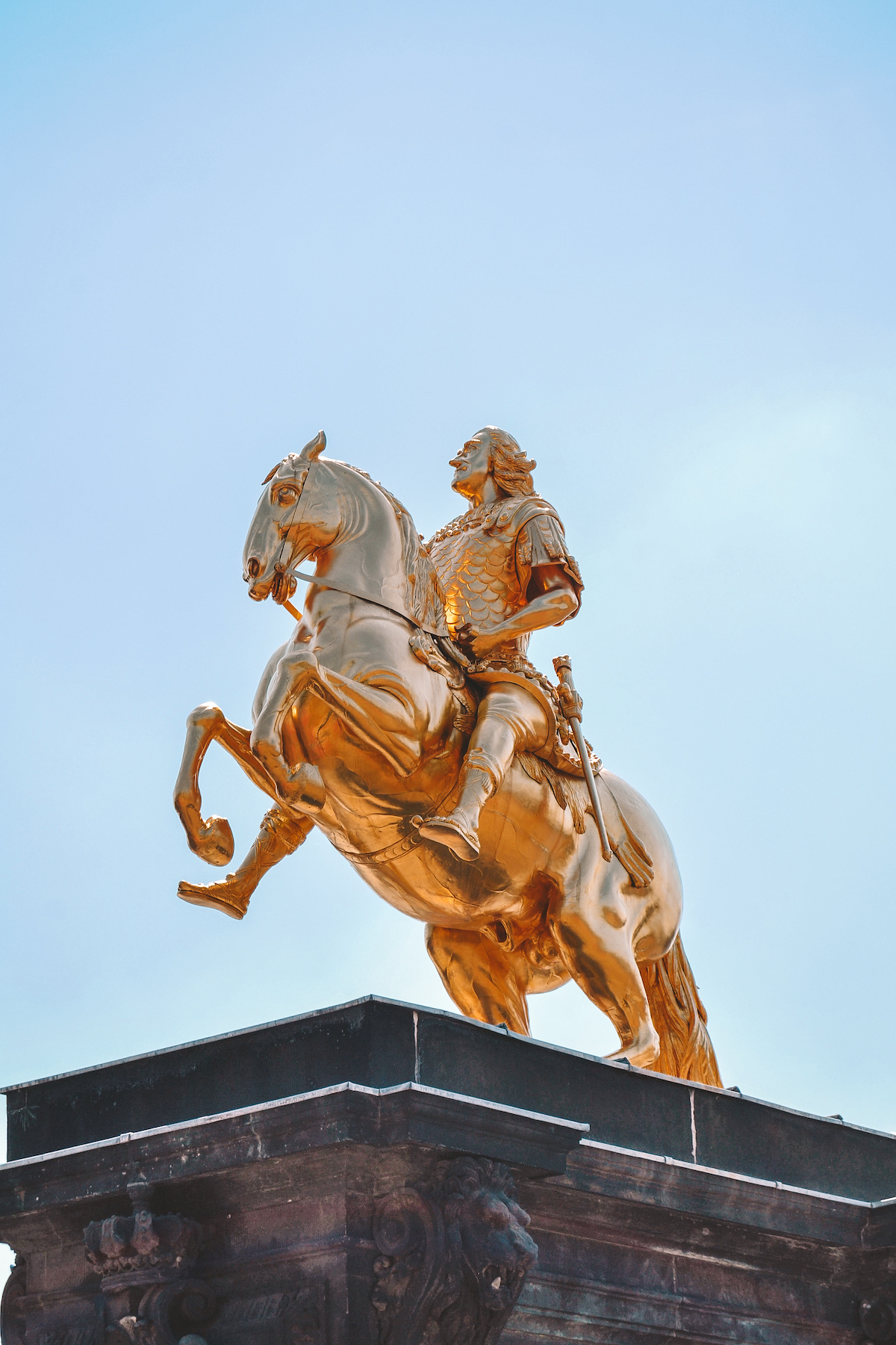 The "Golden Rider" statue in Dresden Neustadt 