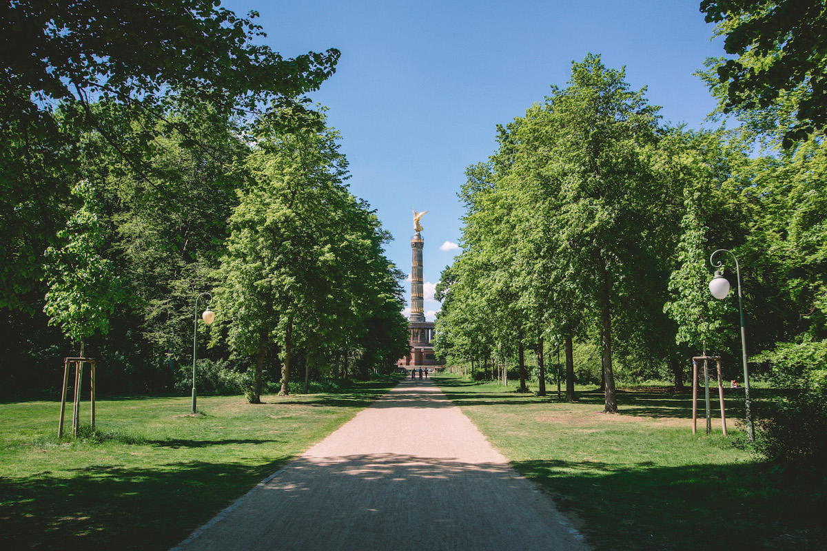 The Tiergarten in Berlin, with the Victory Column in the distance.